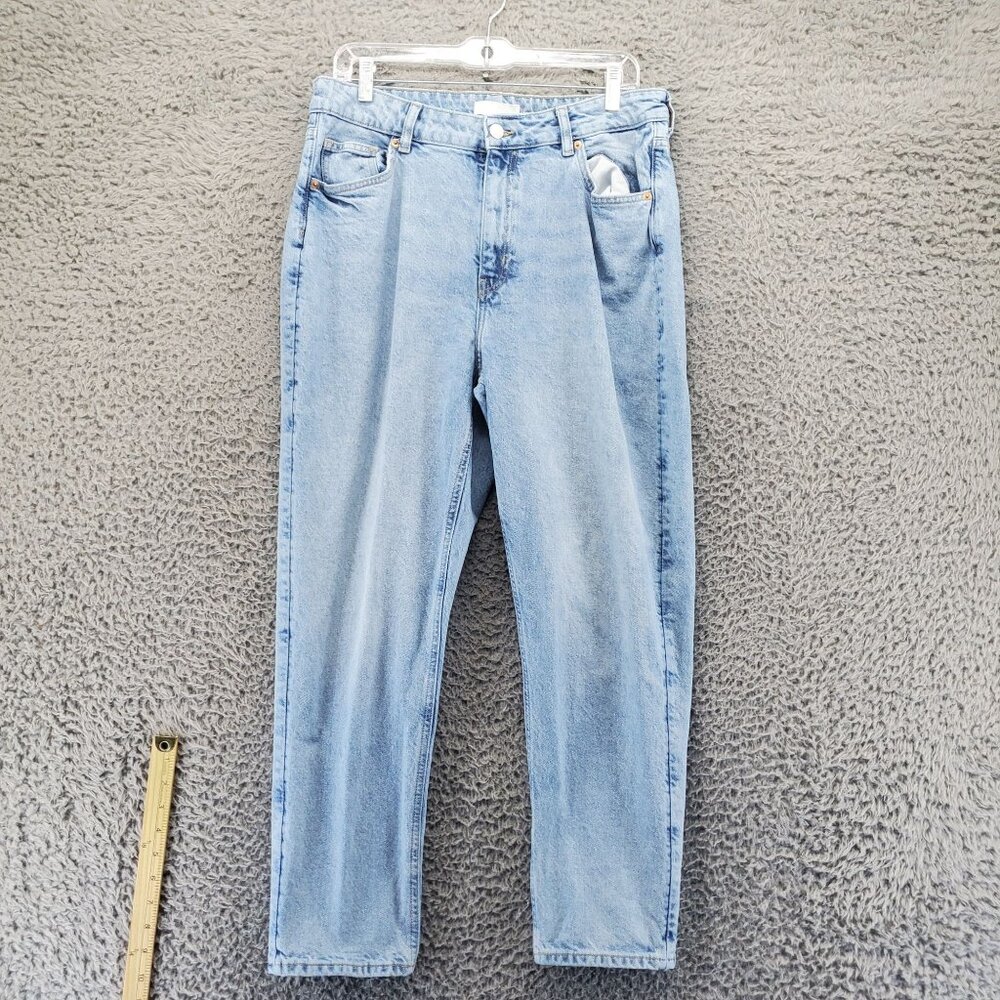 H&M Jeans Womens US 14 Light Blue Straight Fit Cotton Blend High Waist